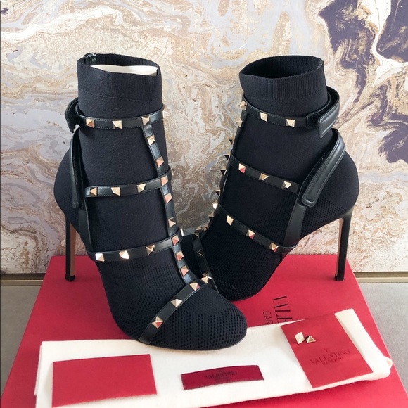 Valentino Body Tech Rockstud Knit Black Boots - Picture 7 of 7